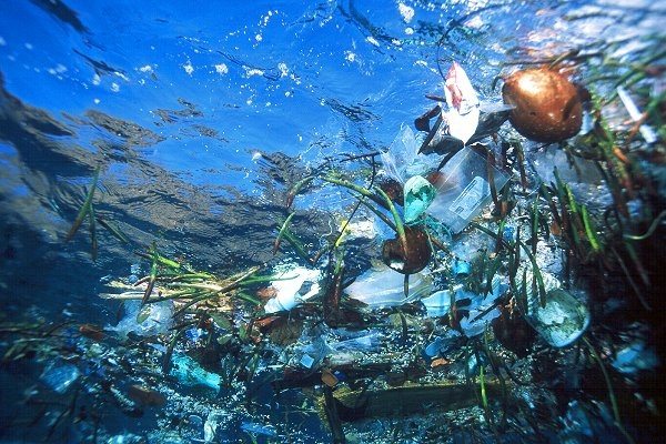 rubbish plastic in ocean