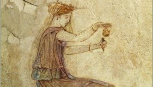 A lady pouring perfume into a flask – 20 B.C. ca fresco from Villa Farnesina, Rome. Museo Nazionale Romano, Rome.