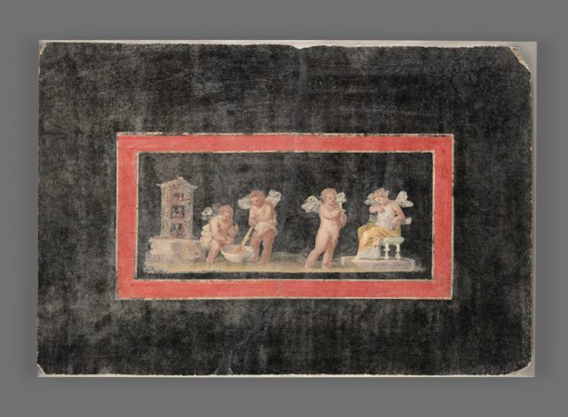 Fresco fragment, Cupid and Psyche making perfume, A.D. 50-79.