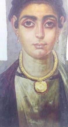 Roman women portrait with glossy lips from the middle of 2nd century
