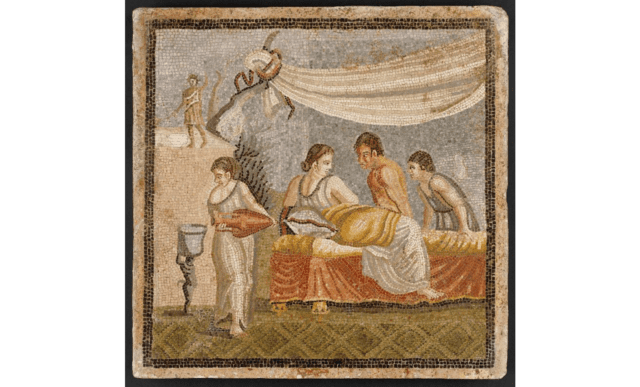 "Love Scene" — Roman mosaic from the Villa Centocelle (Kunsthistorisches Museum Vienna, Antikensammlung)